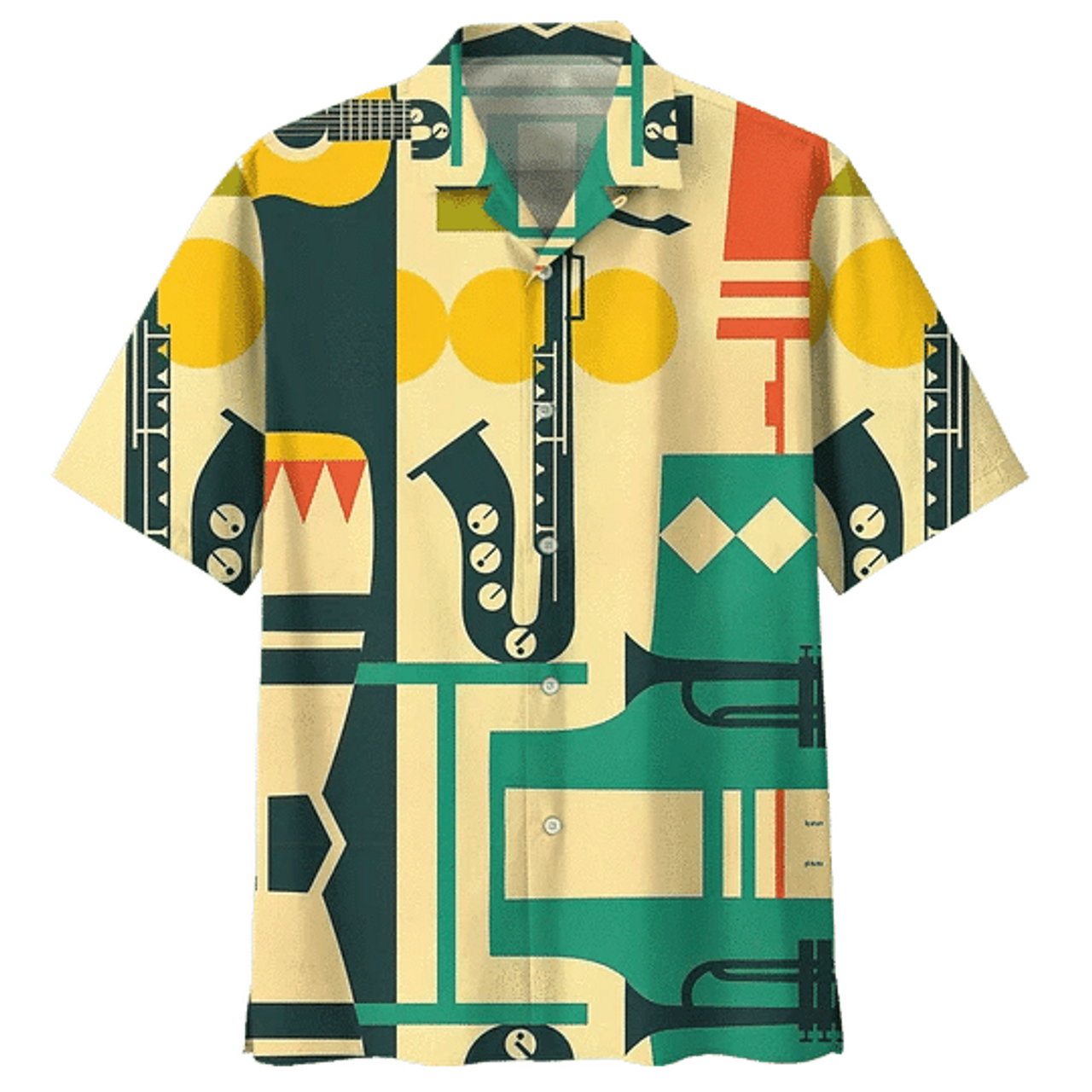 Cartoon Saxophone Background Design Hawaiian Shirt