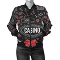 FUNSTUFFPRINT Casino Poker Pattern Print Women Casual 3D Bomber Jacket