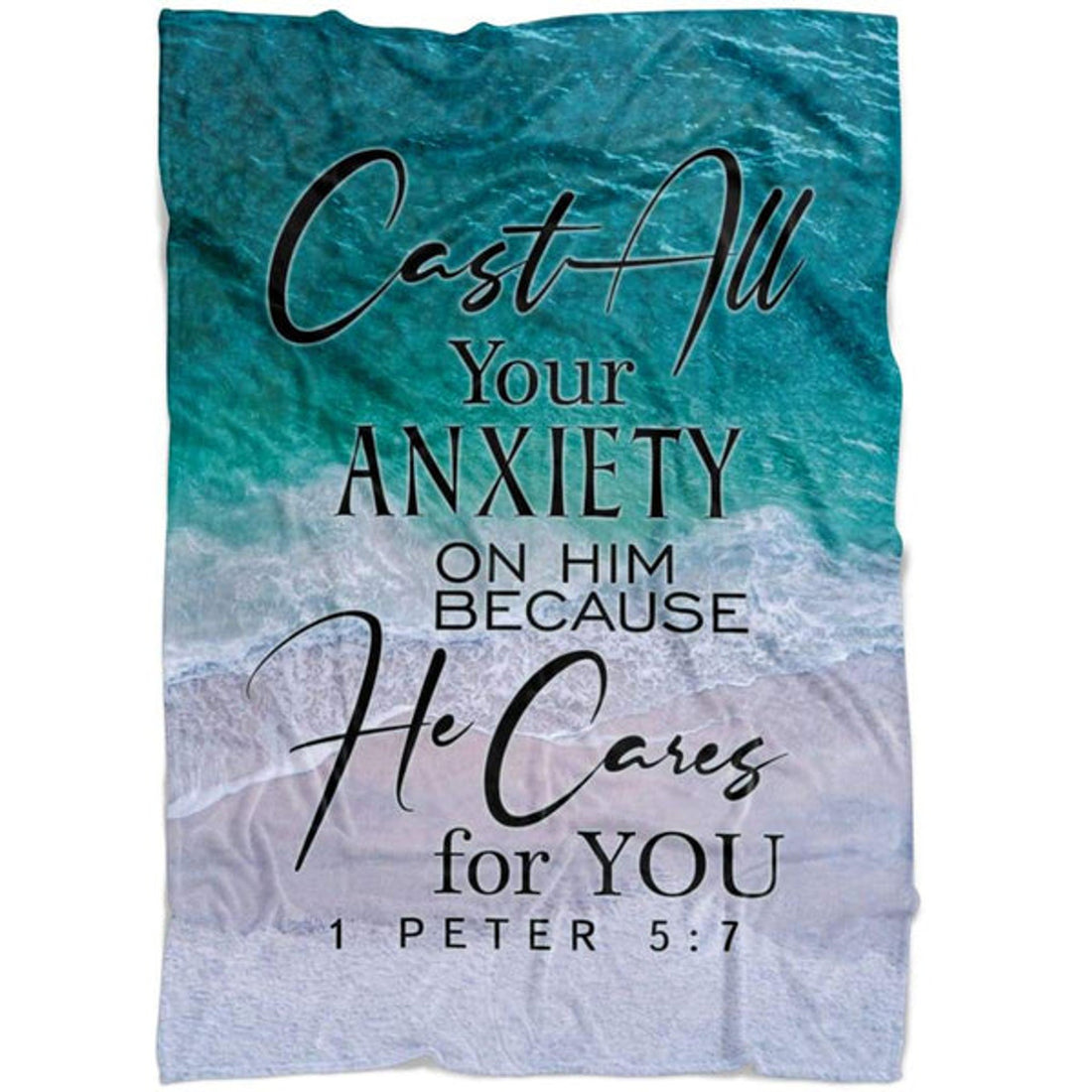 FUNSTUFFPRINT Cast All Your Anxiety On Him 1 Peter 57 Fleece Blanket - Christian Blanket - Bible Verse Blanket