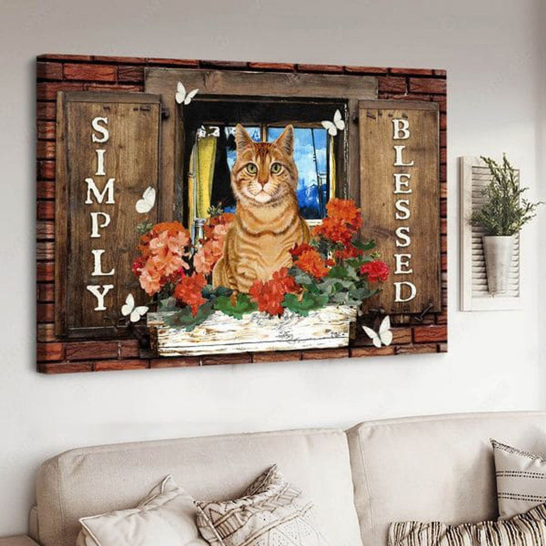 Cat Lover, Butterfly Flower, Simply Blessed, Poster Decor Poster and Canvas