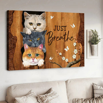Cat Lover, Just Breathe, Butterfly Flower Poster and Canvas