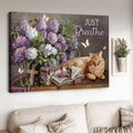 Cat Lover, Just Breathe, God Cross, Butterfly Flower Poster and Canvas