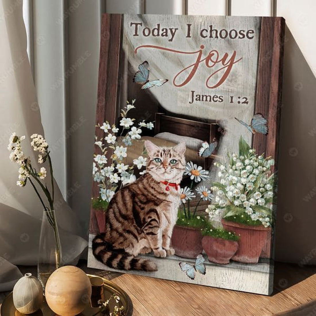 Cat Lover, Poster Decor, Today I Choose Jou, Cute Cat Poster and Canvas