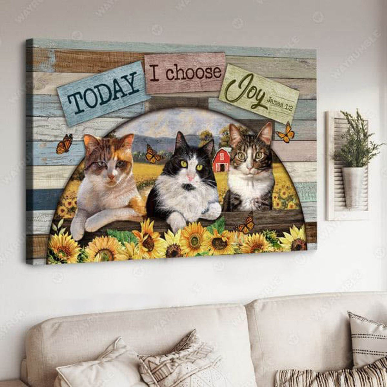 Cat Lover, Today I Choose Joy, Tudedad Poster and Canvas