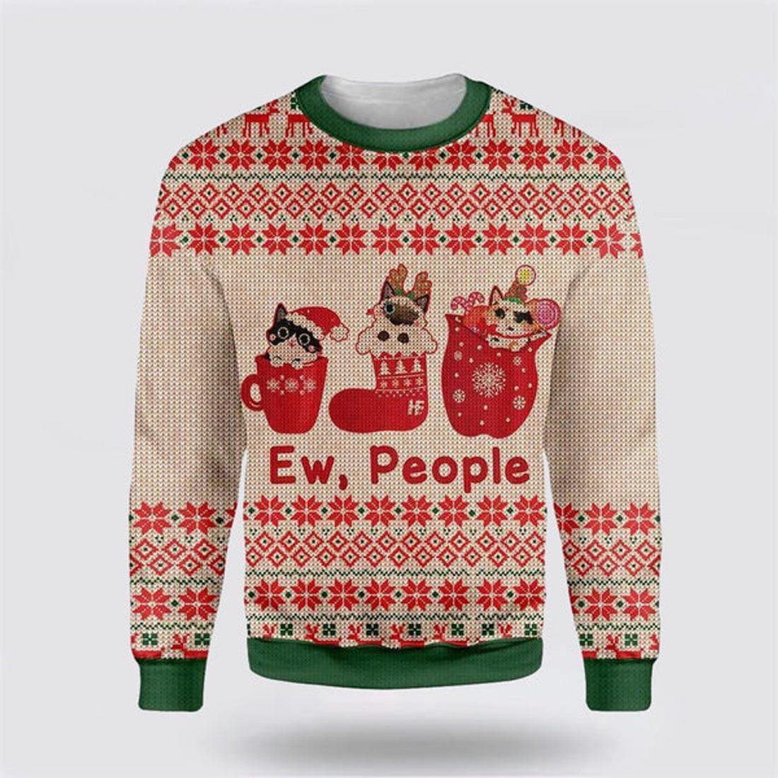 FUNSTUFFPRINT Cat Christmas Ew People Ugly Christmas Sweater For Men And Women, Best Gift For Christmas, Christmas Fashion Winter Ugly  Sweater