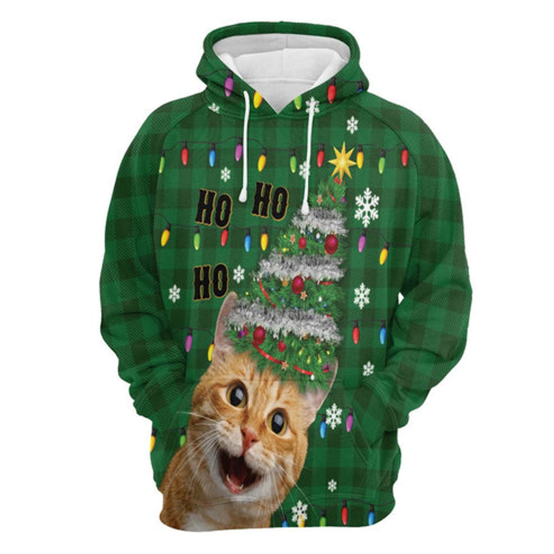 FUNSTUFFPRINT 3D Cat Christmas Tree All Over 3D Hoodie and Zip Hoodie
