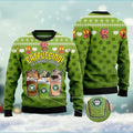 FUNSTUFFPRINT Cat Coffee Ugly Christmas Sweater, Christmas Cat Ugly Sweater, Ugly Cat Xmas Sweater Ugly Sweater