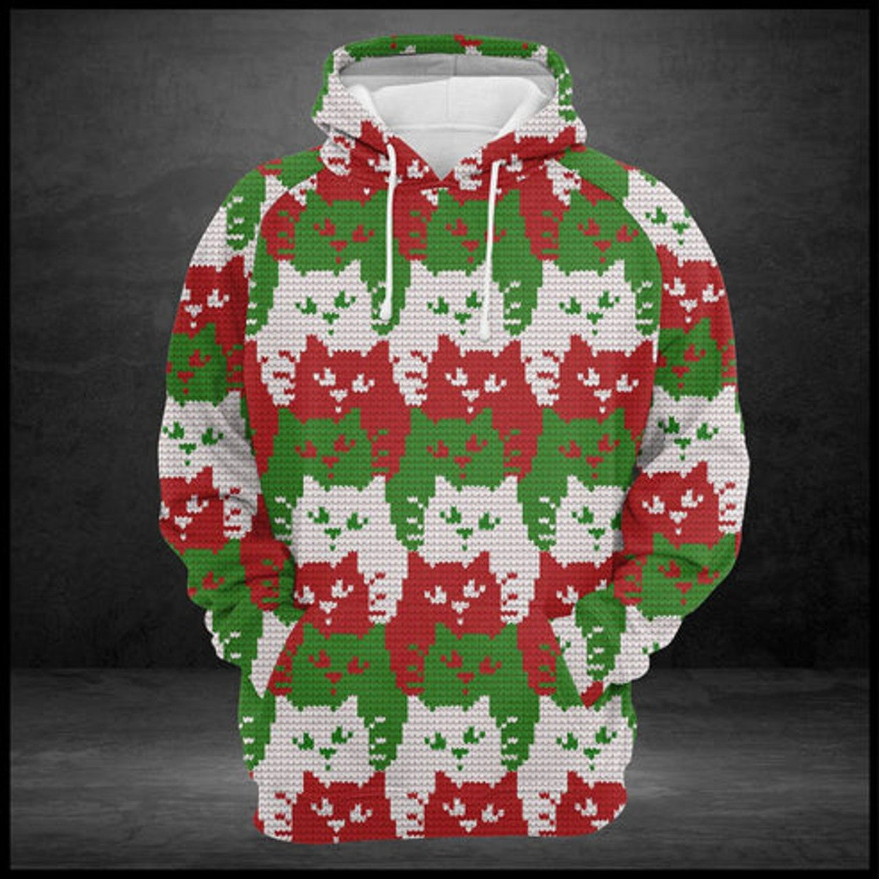 FUNSTUFFPRINT 3D Cat Color Christmas All Over 3D Hoodie and Zip Hoodie