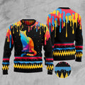 FUNSTUFFPRINT Cat Colorful Beauty Ugly Christmas Sweater, Christmas Cat Ugly Sweater, Ugly Cat Xmas Sweater Ugly Sweater