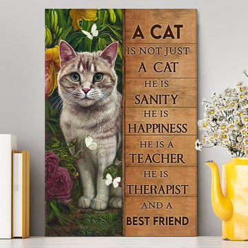 Cat Flower Garden Butterfly - A Cat Is Not Just A Cat Canvas Wall Art - Christian Canvas Prints - Bible Verse Canvas Art