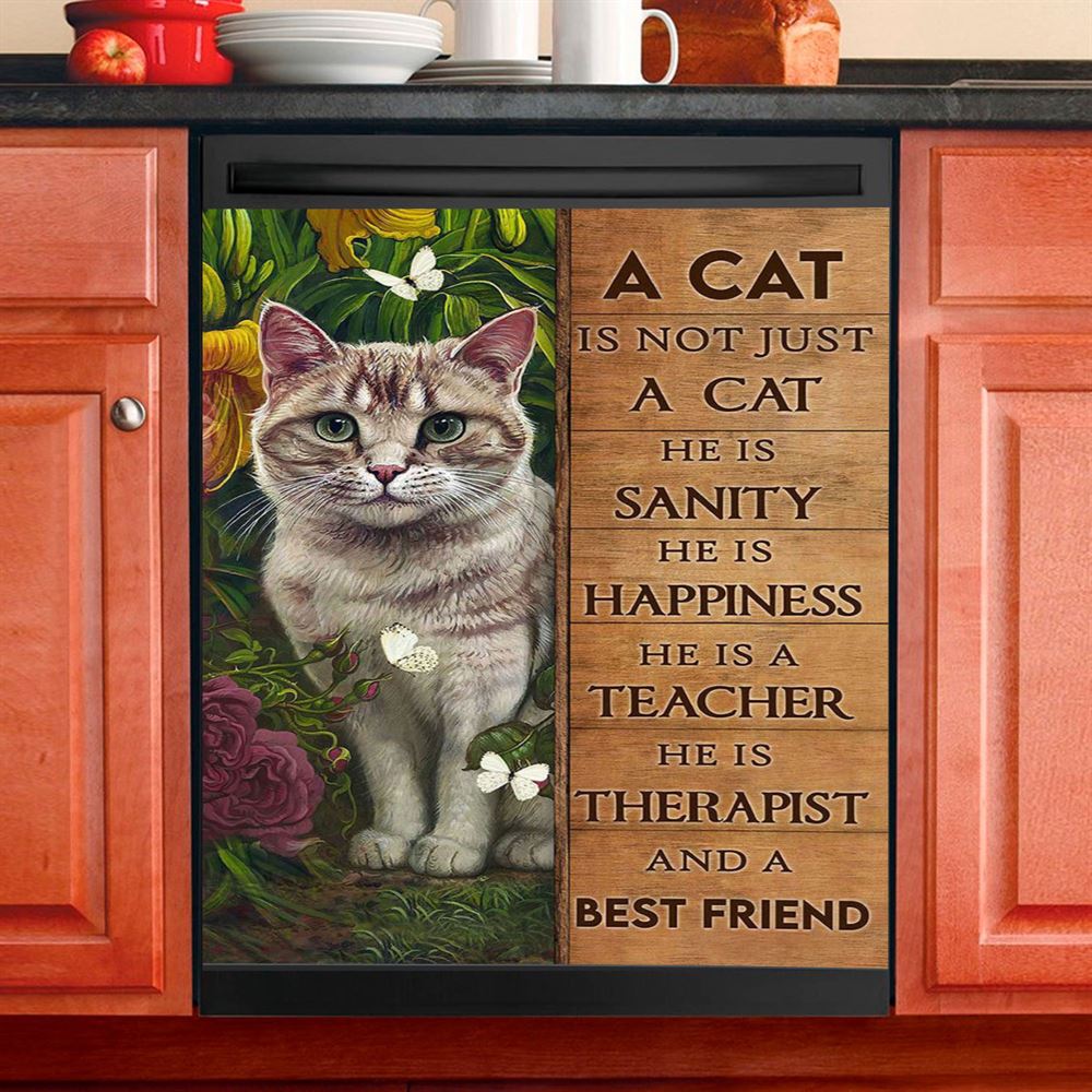 Cat Flower Garden Butterfly, A Cat Is Not Just A Cat Dishwasher Cover, Christian Dishwasher Magnet Cover, Bible Verse Kitchen Decor