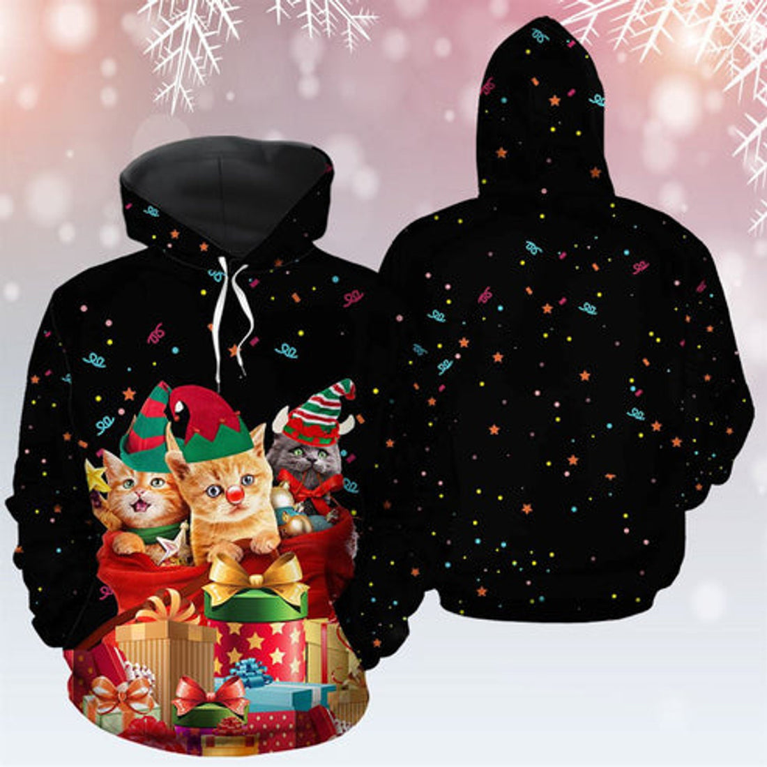 FUNSTUFFPRINT 3D Cat Gift Xmas All Over 3D Hoodie and Zip Hoodie