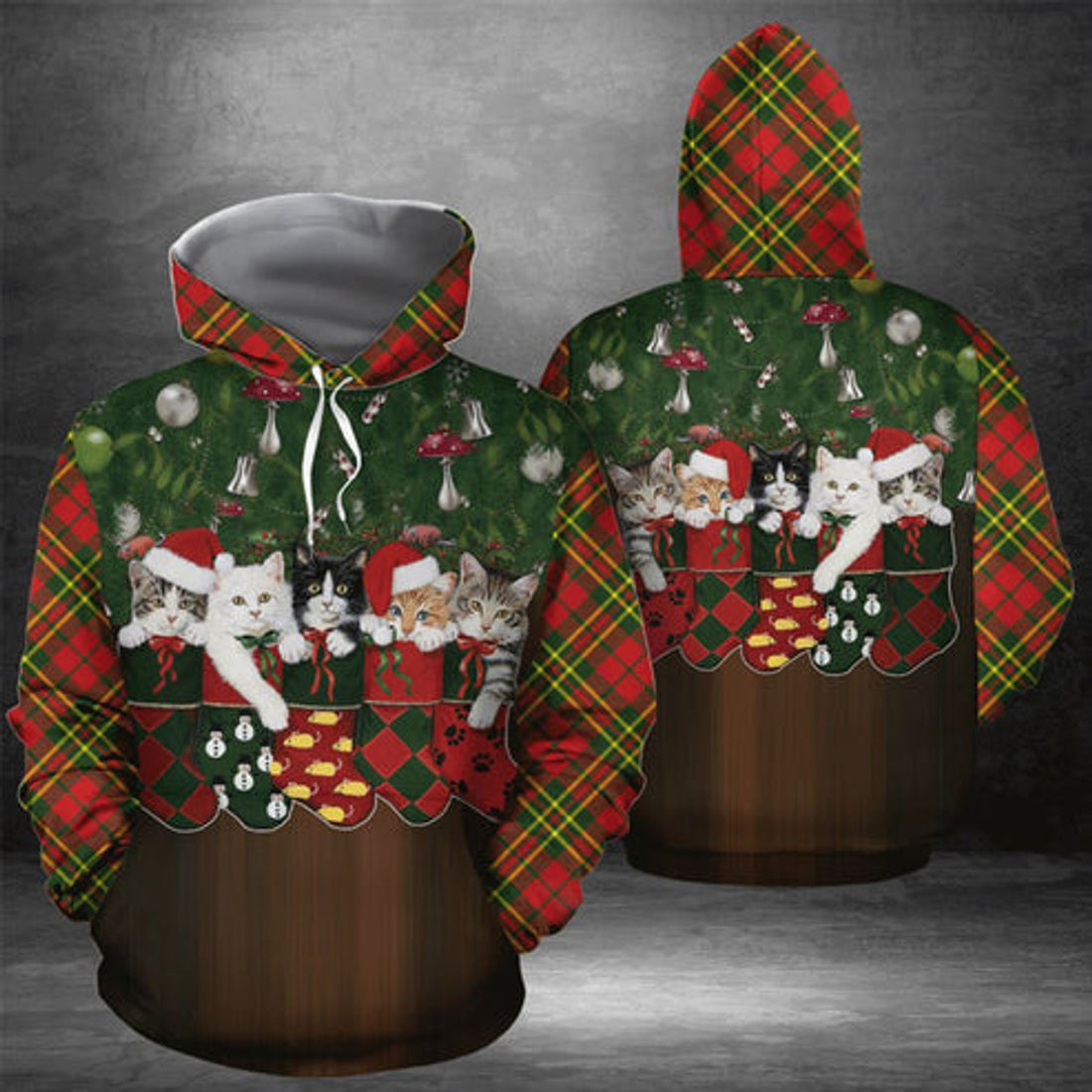 FUNSTUFFPRINT 3D Cat Group Socks All Over 3D Hoodie and Zip Hoodie