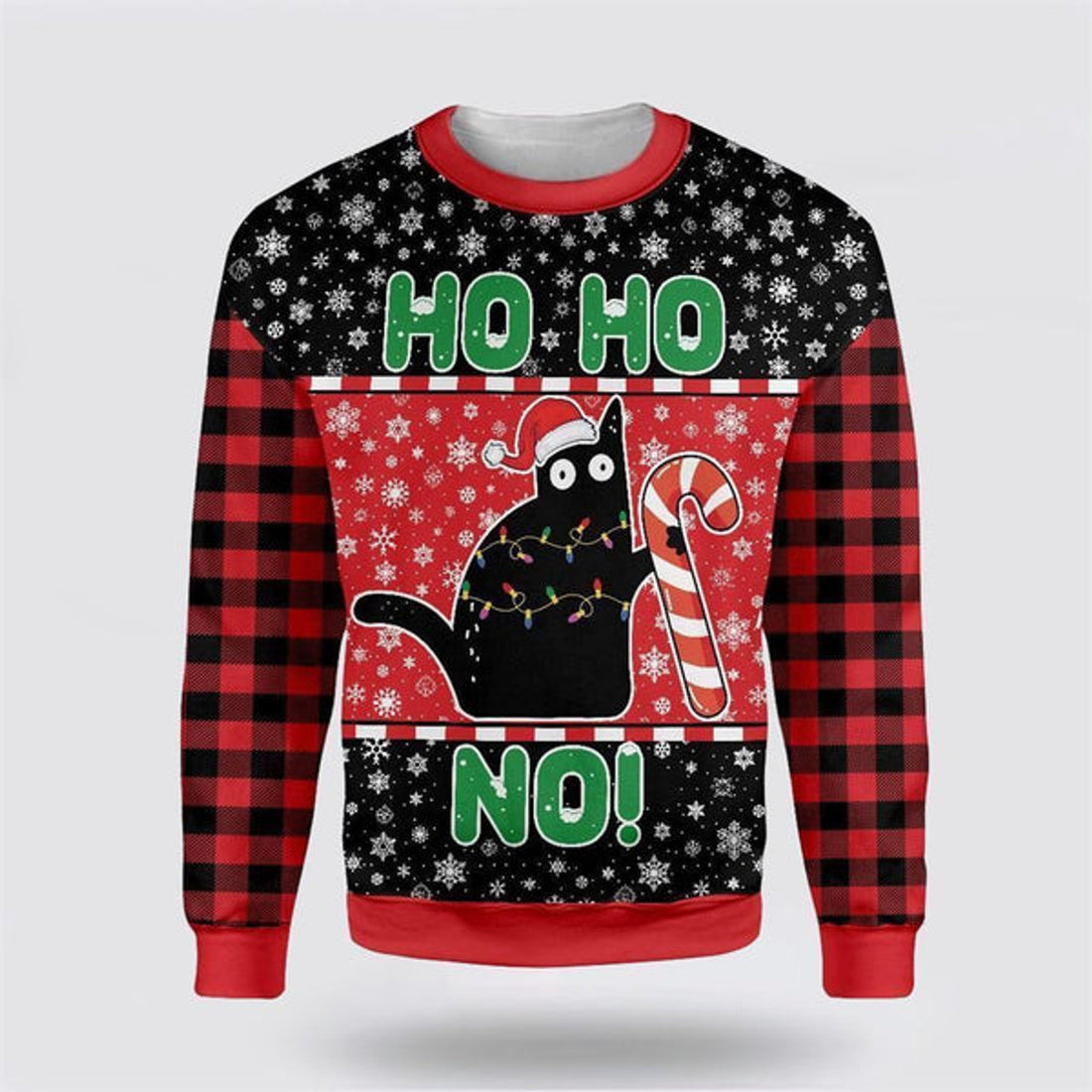 FUNSTUFFPRINT Cat Ho Ho No Christmas Ugly Christmas Sweater For Men And Women, Best Gift For Christmas, Christmas Fashion Winter Ugly  Sweater