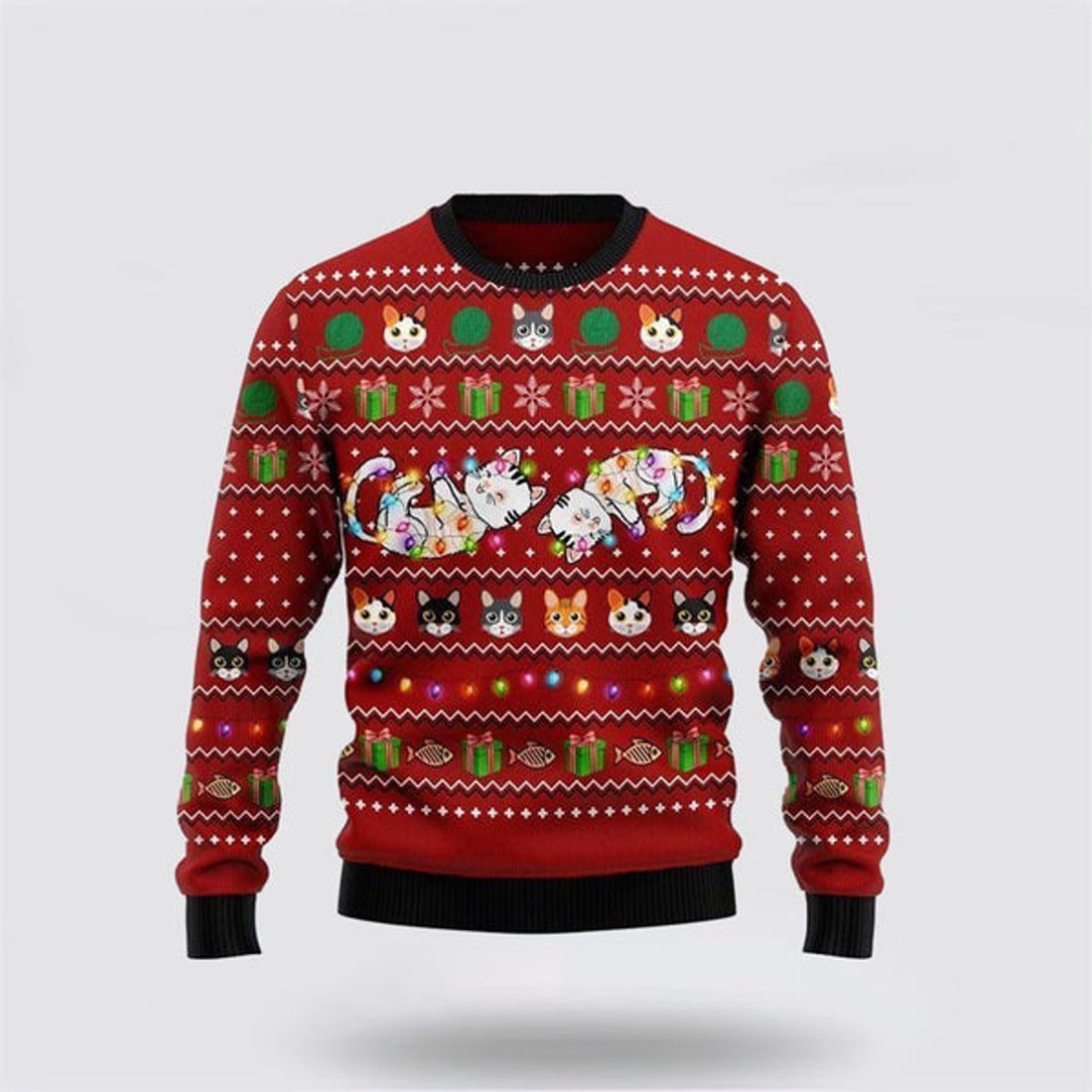 FUNSTUFFPRINT Cat Light Ugly Christmas Sweater For Men And Women, Best Gift For Christmas, Christmas Fashion Winter Ugly  Sweater