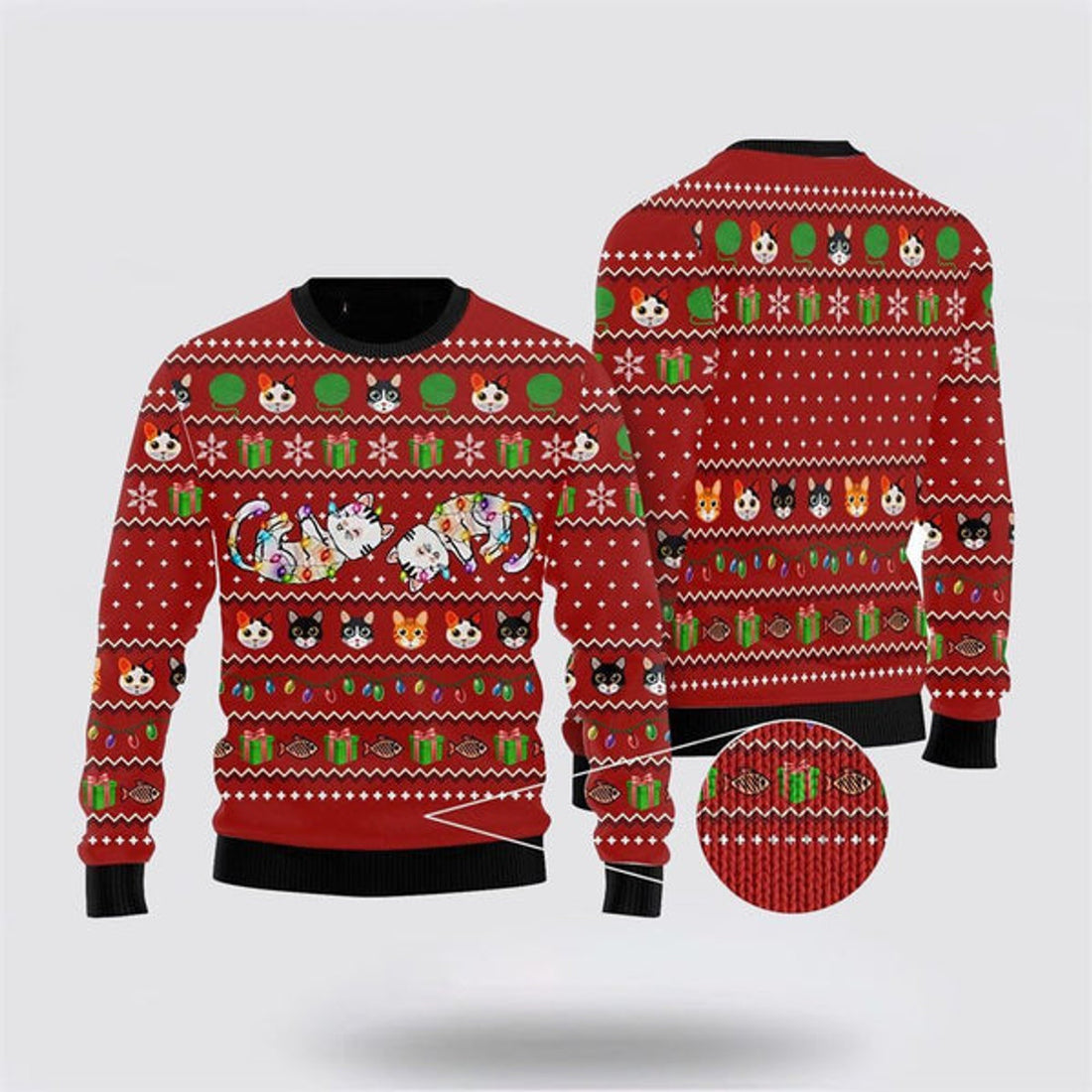 FUNSTUFFPRINT Cat Light Ugly Christmas Sweater For Men And Women, Best Gift For Christmas, Christmas Fashion Winter Ugly  Sweater