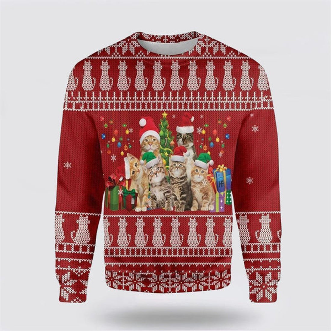 FUNSTUFFPRINT Cat Lovers Christmas Ugly Christmas Sweater For Men And Women, Best Gift For Christmas, Christmas Fashion Winter Ugly  Sweater