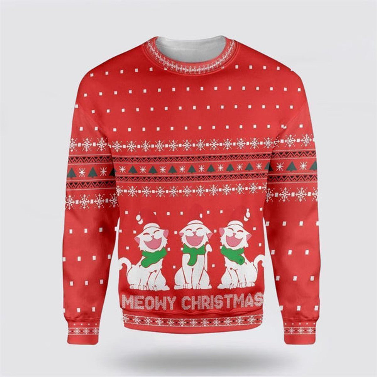 FUNSTUFFPRINT Cat Meowy Christmas Ugly Christmas Sweater For Men And Women, Best Gift For Christmas, Christmas Fashion Winter Ugly  Sweater