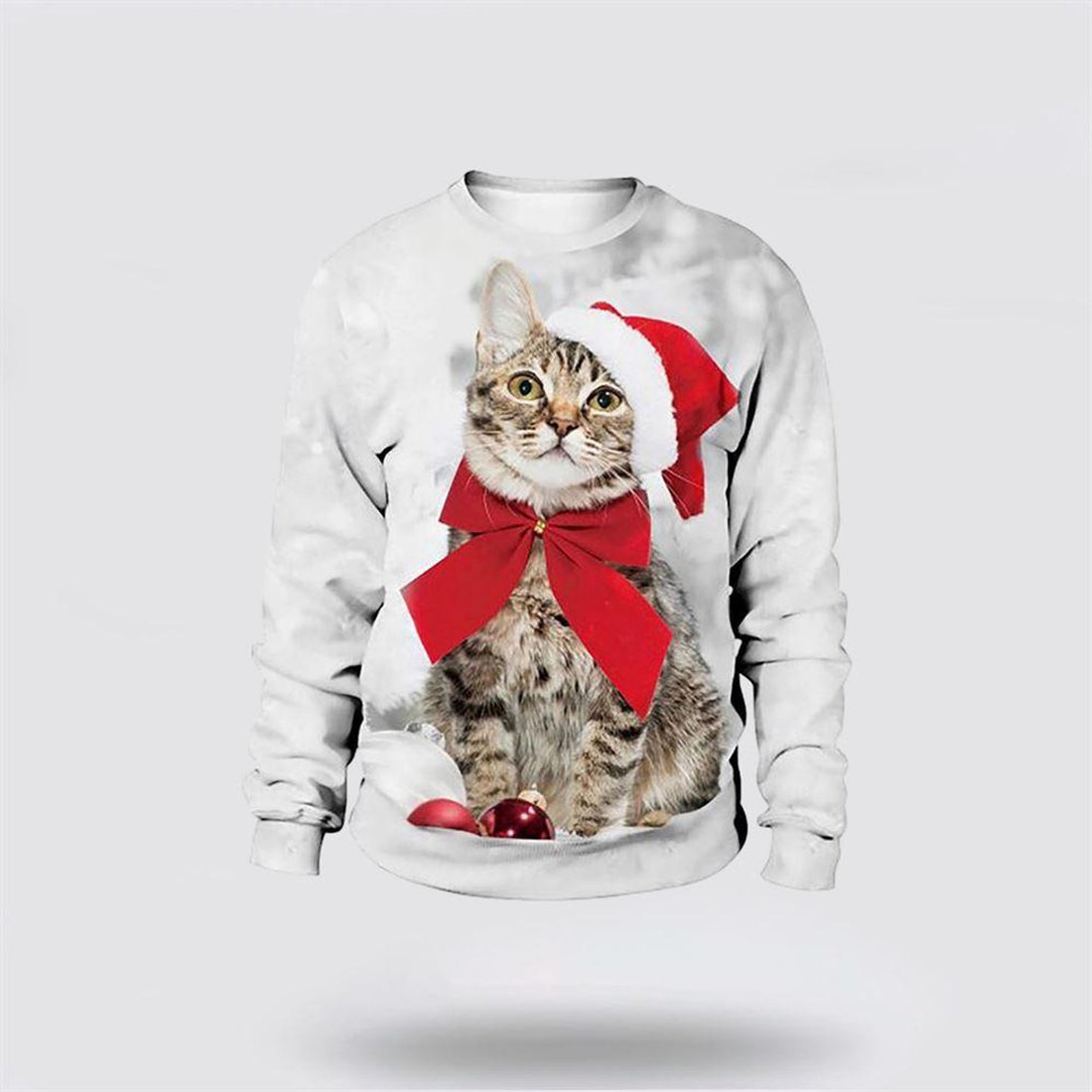 FUNSTUFFPRINT Cat Merry Christmas white Sweater – Cat Lover Christmas Sweater Ugly  Sweater