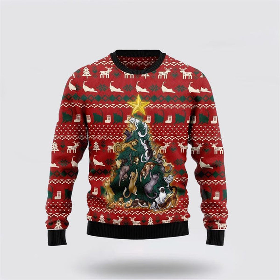 FUNSTUFFPRINT Cat Naughty Pine Ugly Christmas Sweater For Men And Women, Best Gift For Christmas, Christmas Fashion Winter Ugly  Sweater