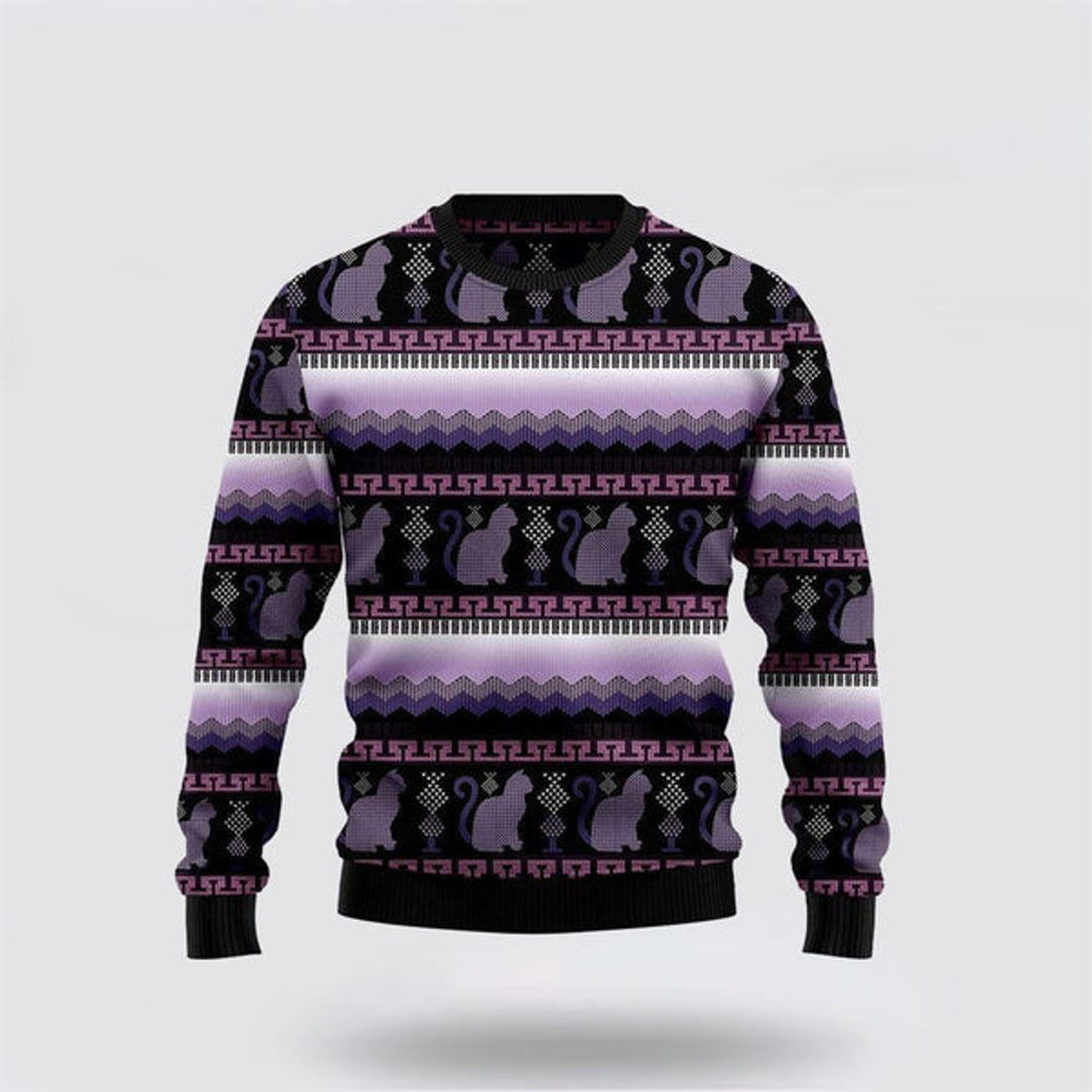 FUNSTUFFPRINT Cat Purple Ugly Christmas Sweater For Men And Women, Best Gift For Christmas, Christmas Fashion Winter Ugly Sweater