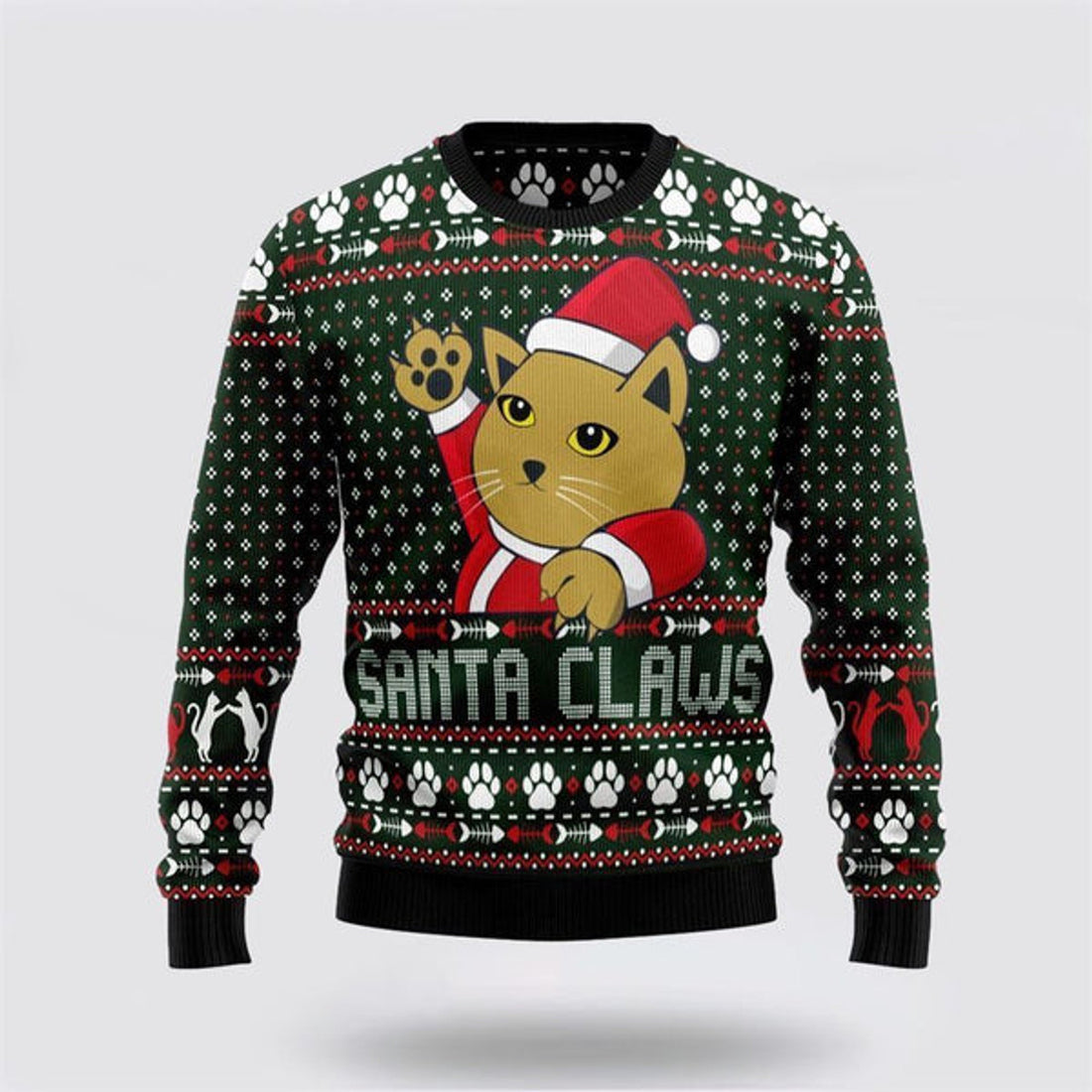 FUNSTUFFPRINT Cat Santa Claws Christmas Ugly Christmas Sweater For Men And Women, Best Gift For Christmas, Christmas Fashion Winter Ugly  Sweater