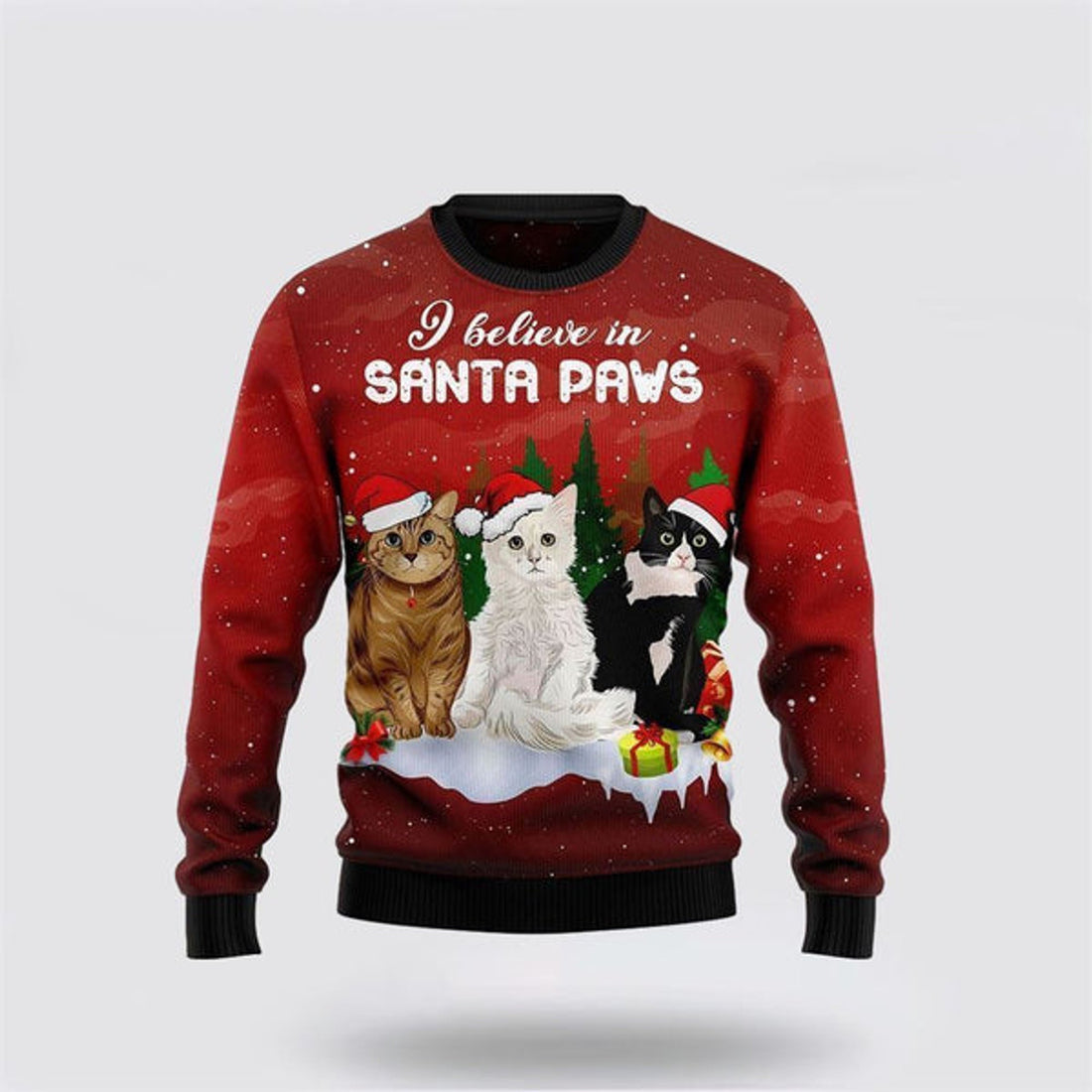 FUNSTUFFPRINT Cat Santa Paws Ugly Christmas Sweater For Men And Women, Best Gift For Christmas, Christmas Fashion Winter Ugly  Sweater
