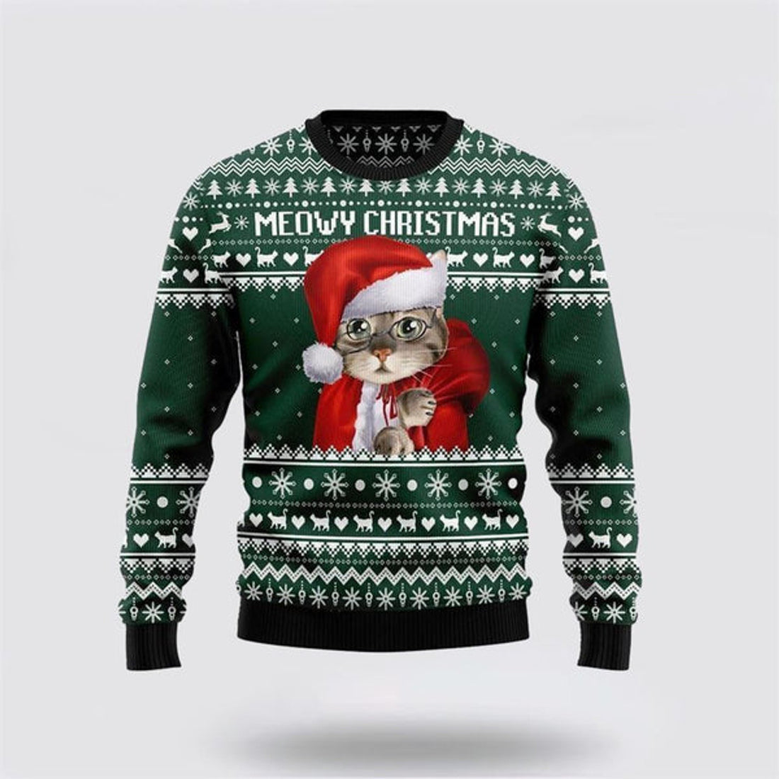 FUNSTUFFPRINT Cat Santa Ugly Christmas Sweater For Men And Women, Best Gift For Christmas, Christmas Fashion Winter Ugly  Sweater