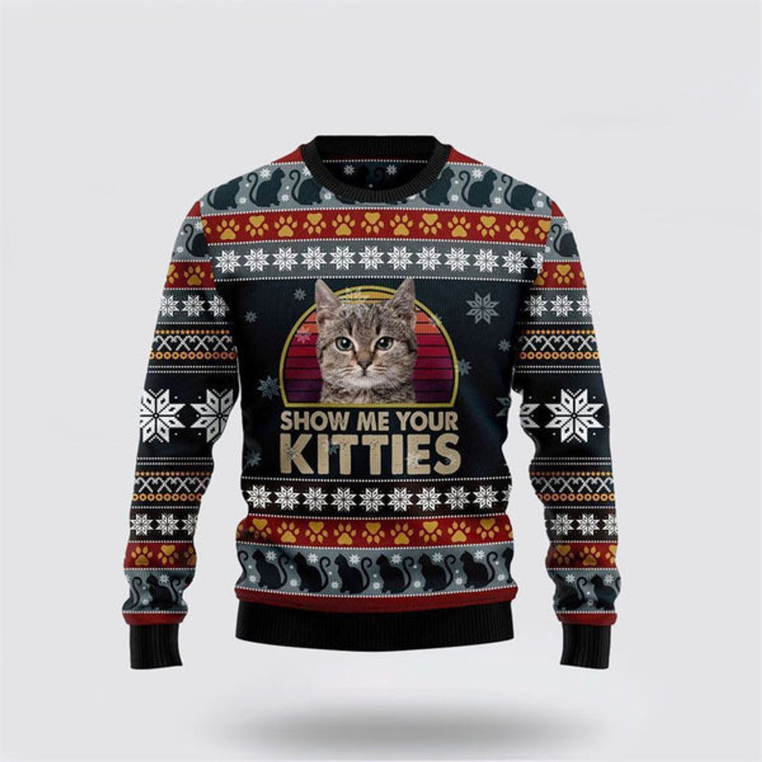 FUNSTUFFPRINT Cat Show Me Your Kitties 3D Ugly Christmas Sweater For Men And Women, Best Gift For Christmas, Christmas Fashion Winter Ugly  Sweater