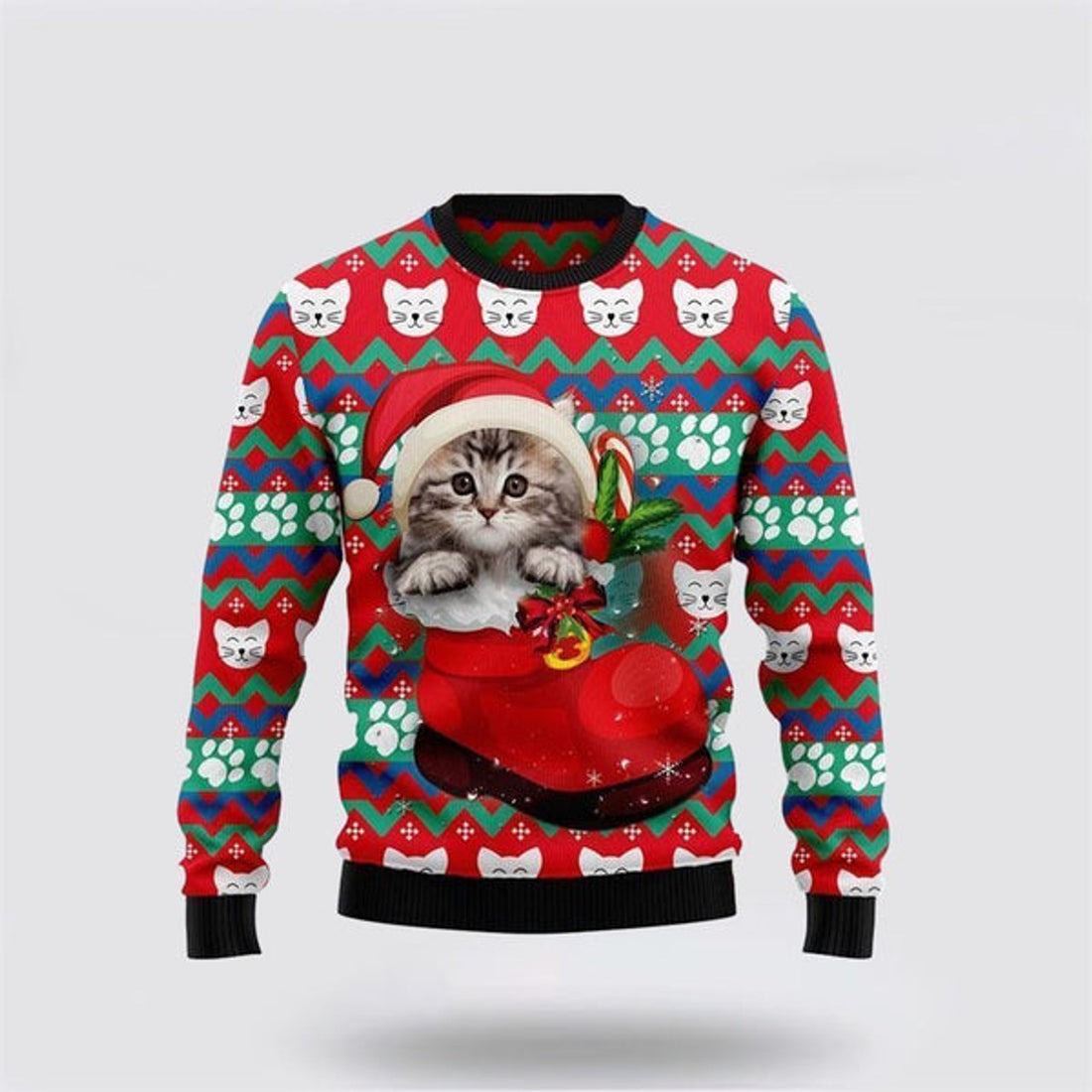FUNSTUFFPRINT Cat Socks Ugly Christmas Sweater For Men And Women, Best Gift For Christmas, Christmas Fashion Winter Ugly  Sweater