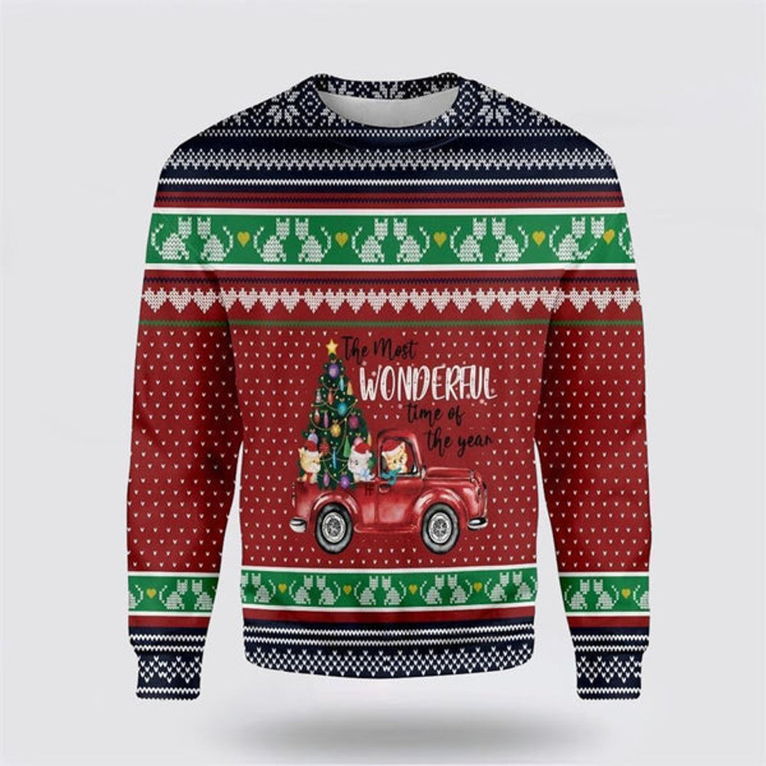 FUNSTUFFPRINT Cat The Most Wonderful Time Of Year Ugly Christmas Sweater For Men And Women, Best Gift For Christmas, Christmas Fashion Winter Ugly  Sweater