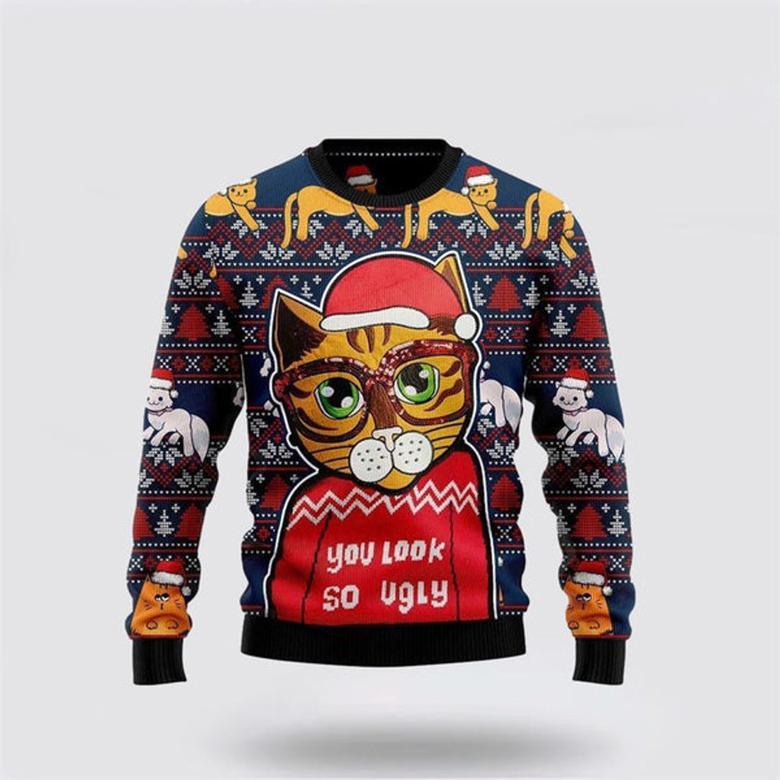 FUNSTUFFPRINT Cat You Look So Ugly Christmas Sweater For Men And Women, Best Gift For Christmas, Christmas Fashion Winter  Ugly  Sweater