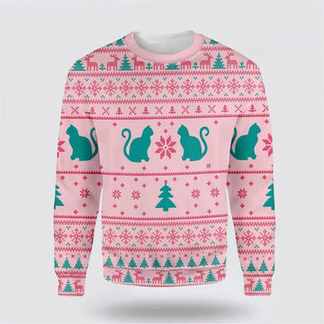 FUNSTUFFPRINT Cats Love Christmas Ugly Christmas Sweater – Cat Lover Christmas Sweater Ugly  Sweater