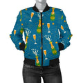 FUNSTUFFPRINT Celebrate Champagne Print Pattern Women Casual 3D Bomber Jacket
