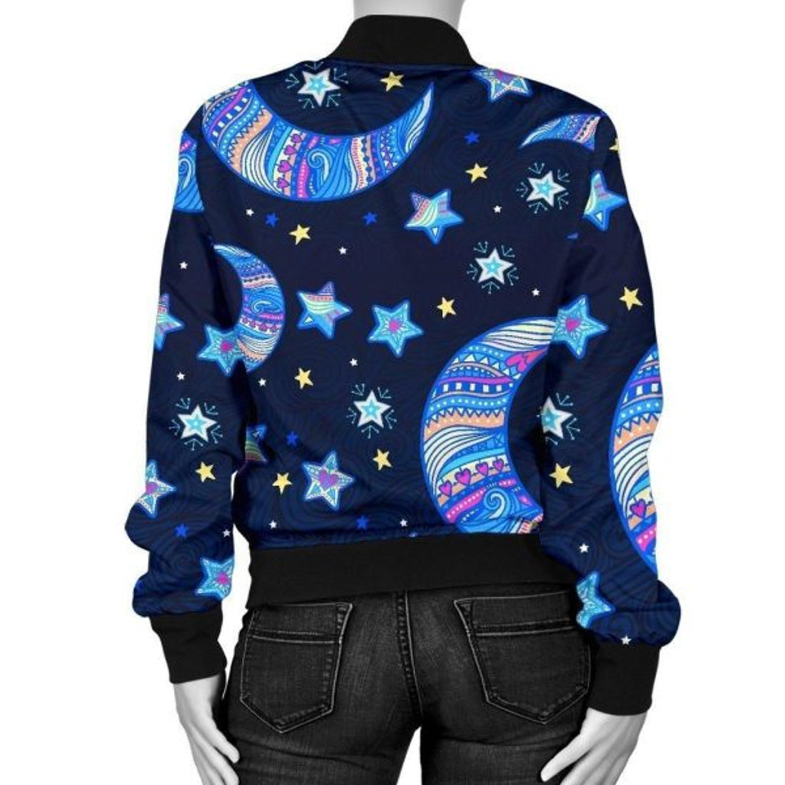FUNSTUFFPRINT Celestial Pattern Print Women Casual 3D Bomber Jacket