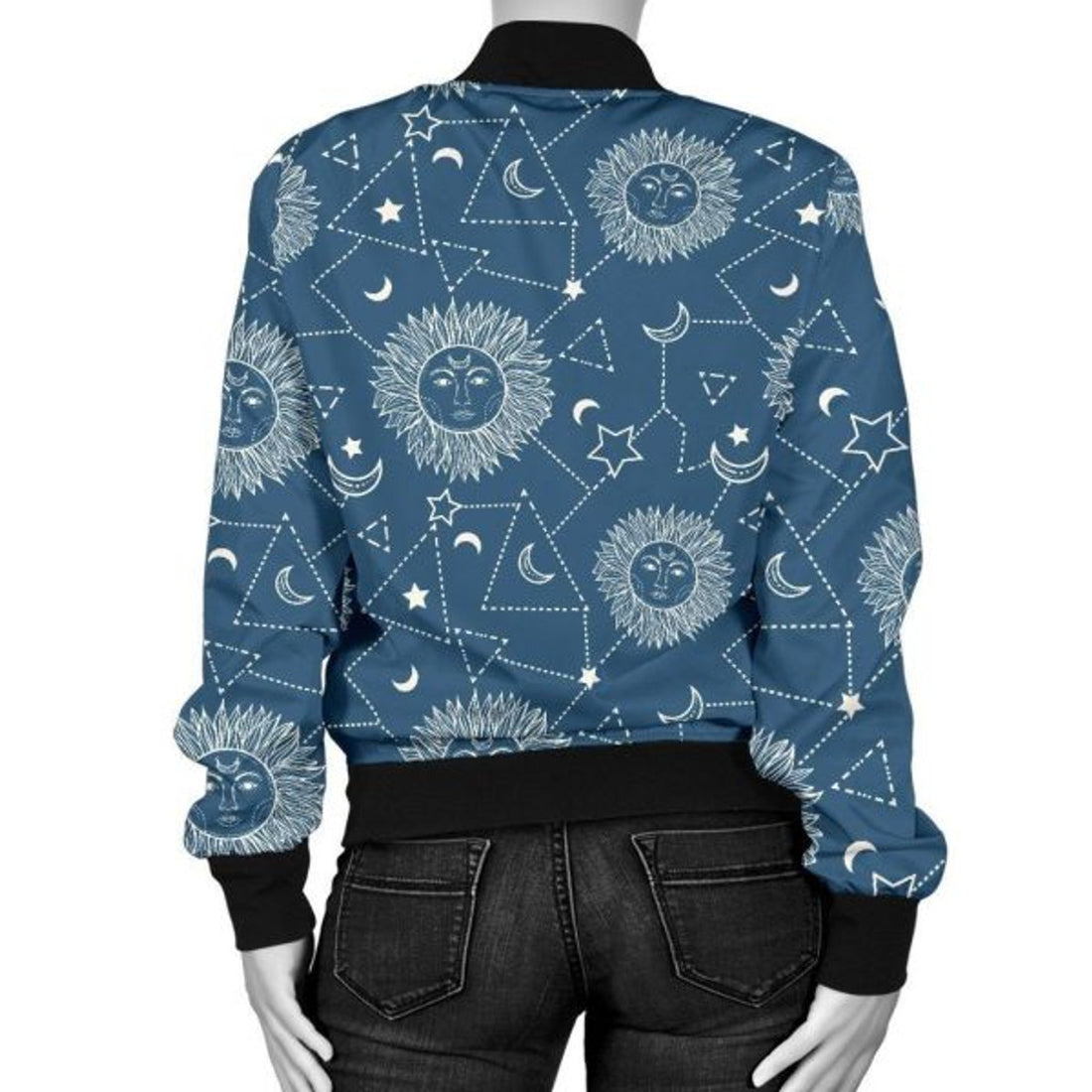 FUNSTUFFPRINT Celestial Print Pattern Women Casual 3D Bomber Jacket