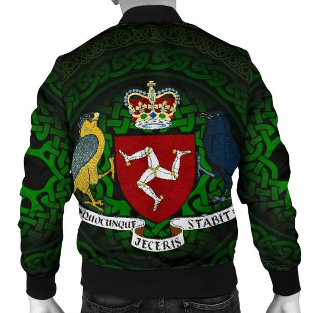 FUNSTUFFPRINT Celtic Men's Bomber Jacket - Isle of Man Celtic Coat of Arms 3D Bomber Jacket