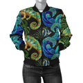FUNSTUFFPRINT Chameleon Pattern Print Women Casual 3D Bomber Jacket