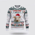 FUNSTUFFPRINT Charolais Green Merry Christmas Ugly Sweater, Gifts For Farmers, Rural Lovers Ugly Sweater