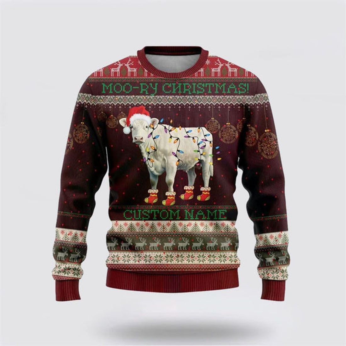 FUNSTUFFPRINT Charolais Loverss Ugly Christmas Sweater, Farm Sweater, Christmas Gift, Best Winter Outfit Christmas Ugly Sweater