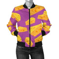 FUNSTUFFPRINT Cheese Pattern Print Women Casual 3D Bomber Jacket