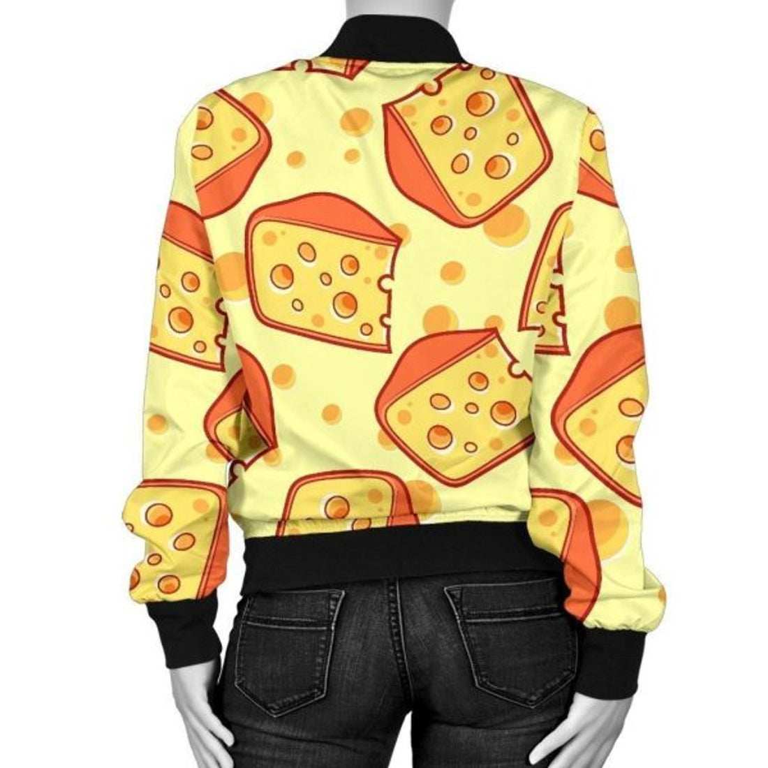 FUNSTUFFPRINT Cheese Print Pattern Women Casual 3D Bomber Jacket