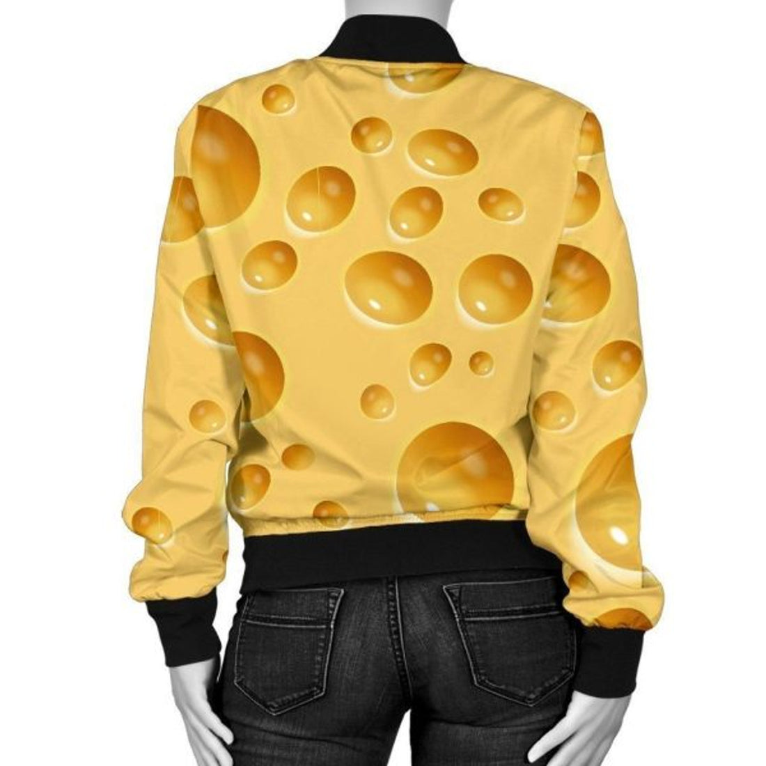 FUNSTUFFPRINT Cheese Surface Pattern Print Women Casual 3D Bomber Jacket