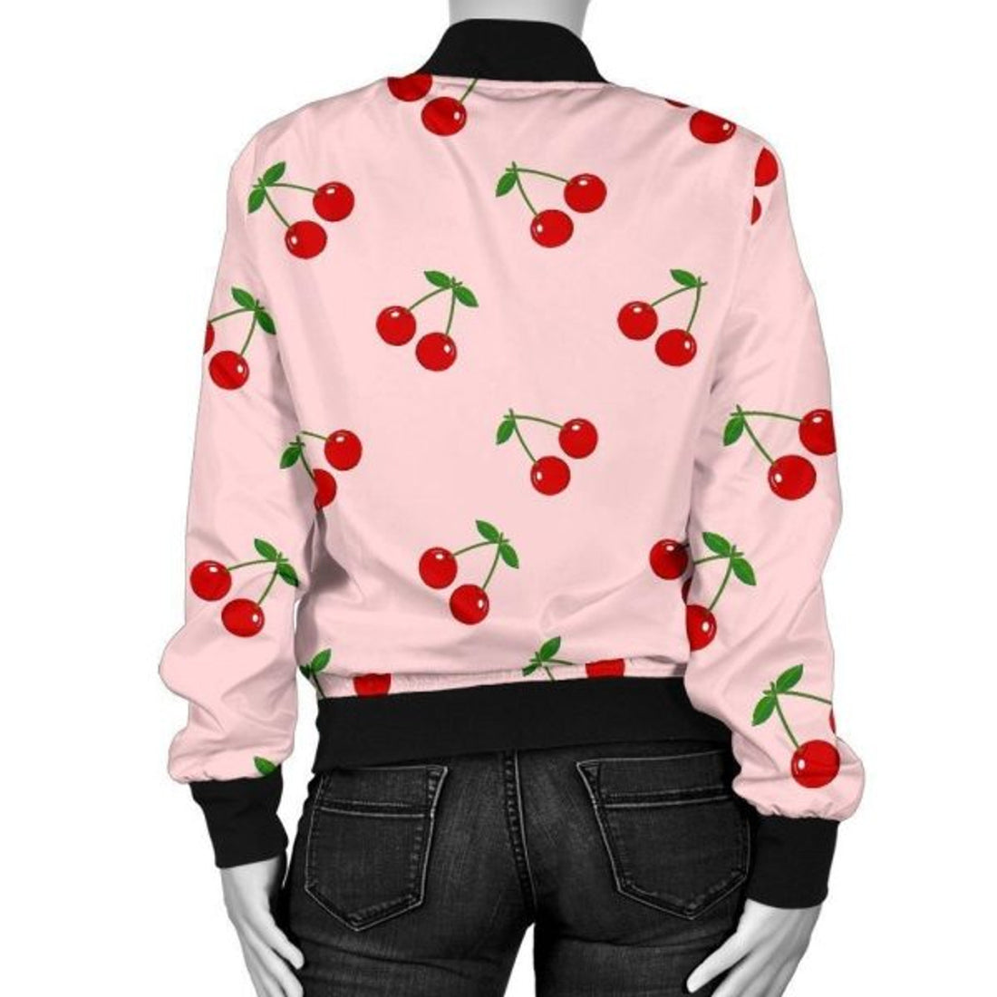 FUNSTUFFPRINT Cherry Pink Pattern Print Women Casual 3D Bomber Jacket