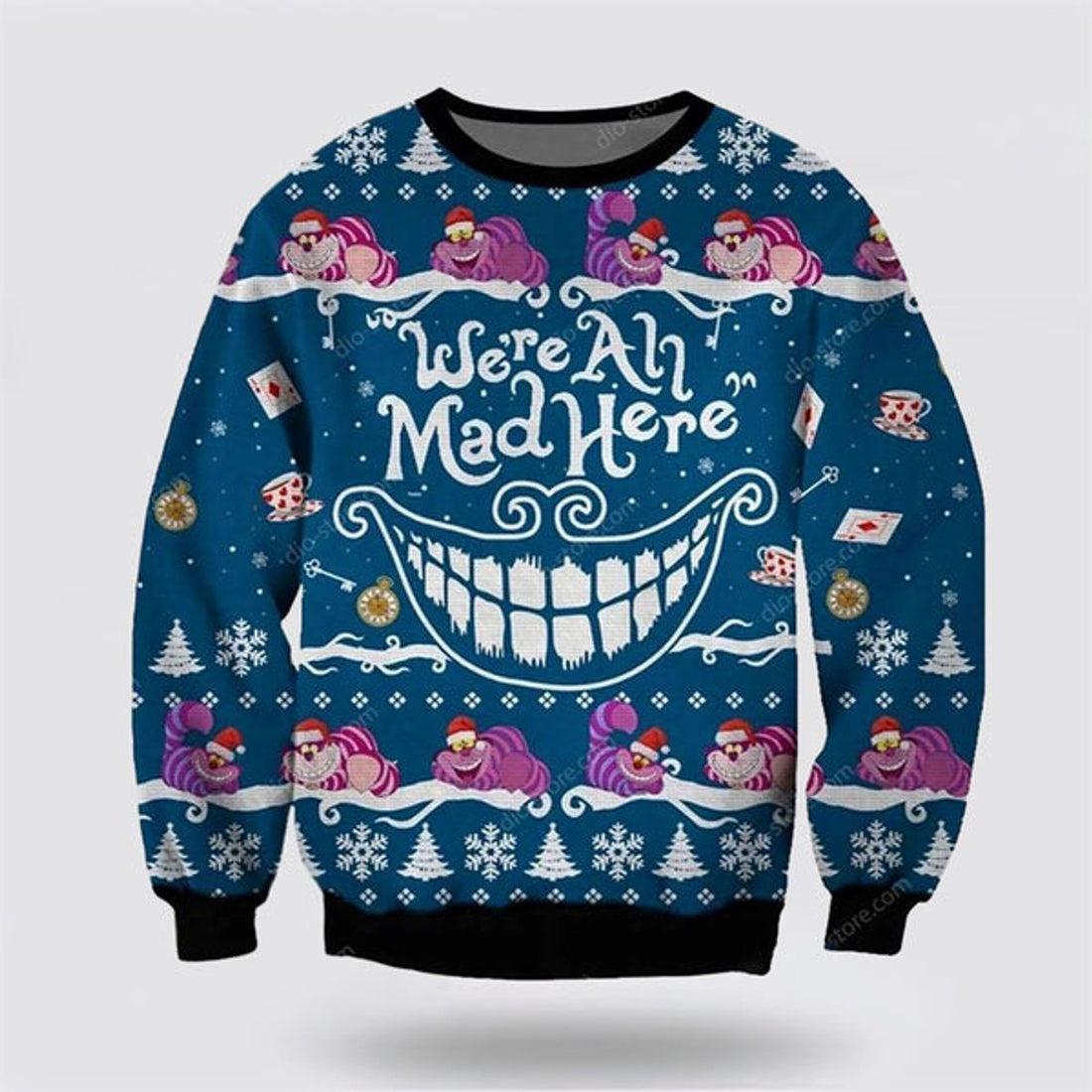 FUNSTUFFPRINT Cheshire Cat 3D Christmas Ugly Christmas Sweater For Men And Women, Best Gift For Christmas, Christmas Fashion Winter  Ugly  Sweater