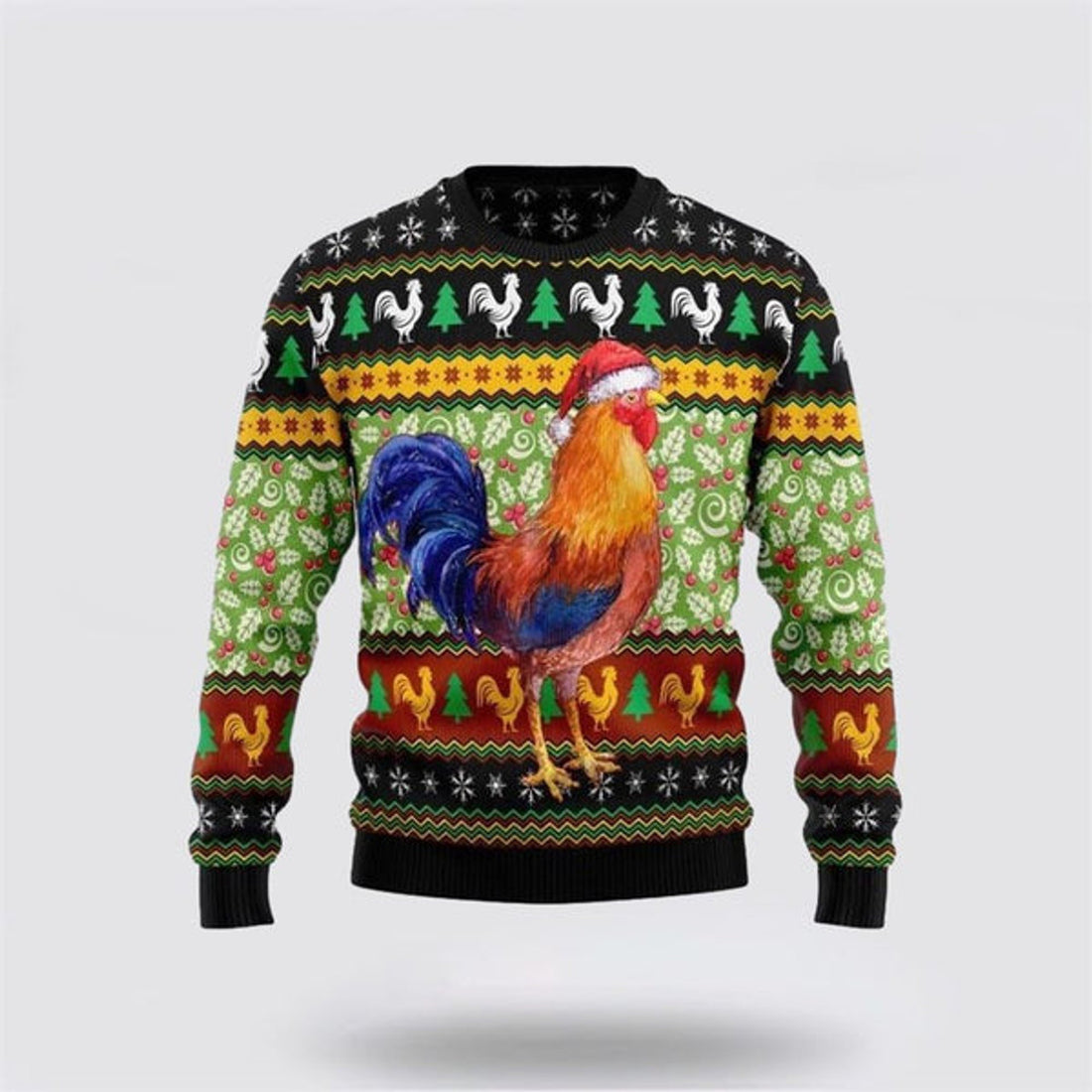 FUNSTUFFPRINT Chicken Cluck-ry Ugly Christmas Sweater, Farm Sweater, Christmas Gift, Best Winter Outfit Christmas Ugly Sweater