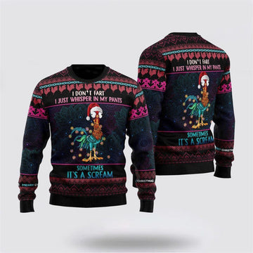 FUNSTUFFPRINT Chicken I Don't Fart Ugly Christmas Sweater, Farm Sweater, Christmas Gift, Best Winter Outfit Christmas Ugly Sweater