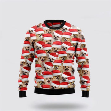 FUNSTUFFPRINT Chihuahua Ugly Christmas Sweater For Men And Women, Gift For Christmas, Best Winter Christmas Outfit Ugly  Sweater