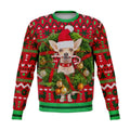 FUNSTUFFPRINT Chihuahua With Wreath Christmas Ugly Sweater, Christmas Sweater, Ugly Sweater, Funny Xmas Sweaters Ugly Sweater
