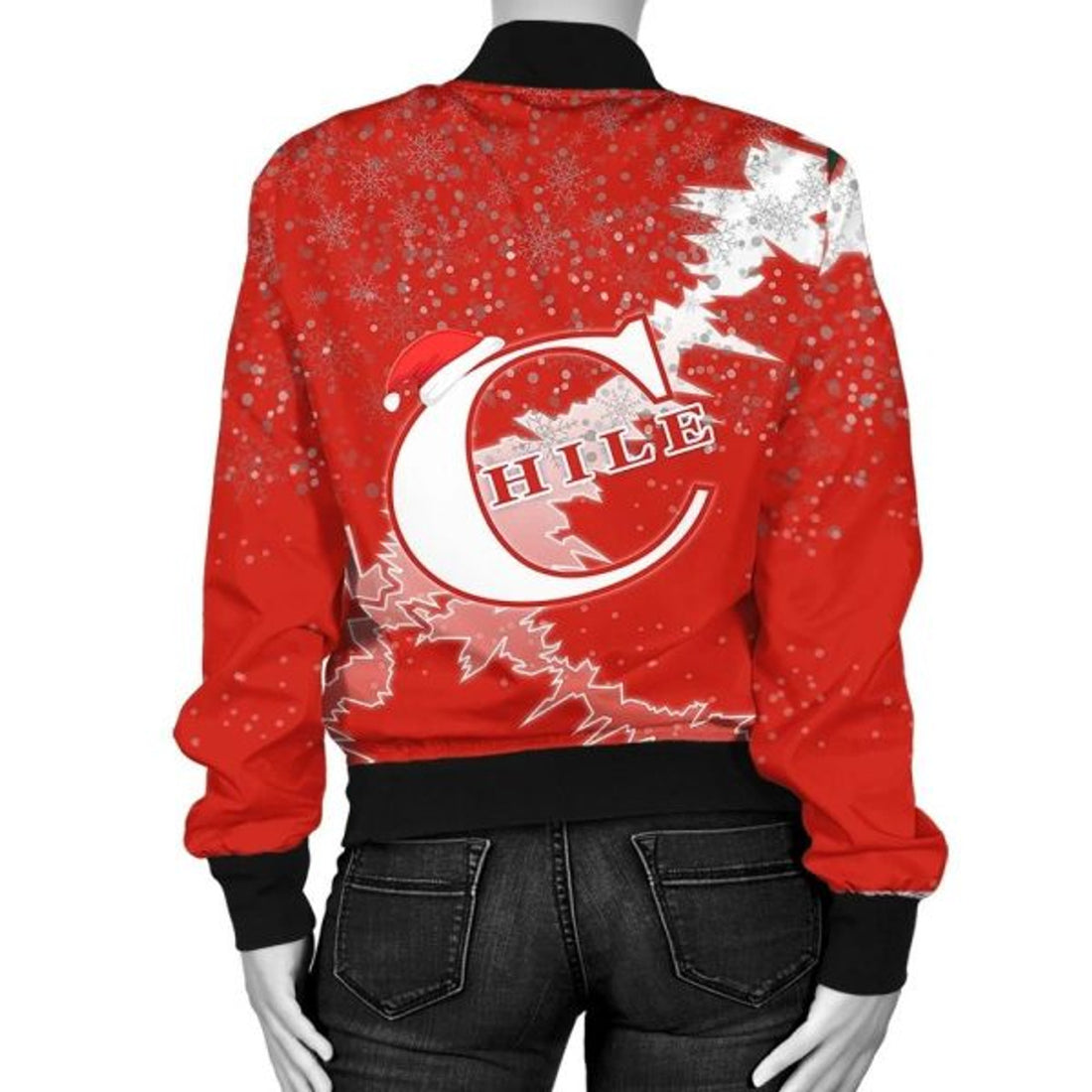 FUNSTUFFPRINT Chile Christmas Coat Of Arms Women Bomber Jacket Style 3D Bomber Jacket